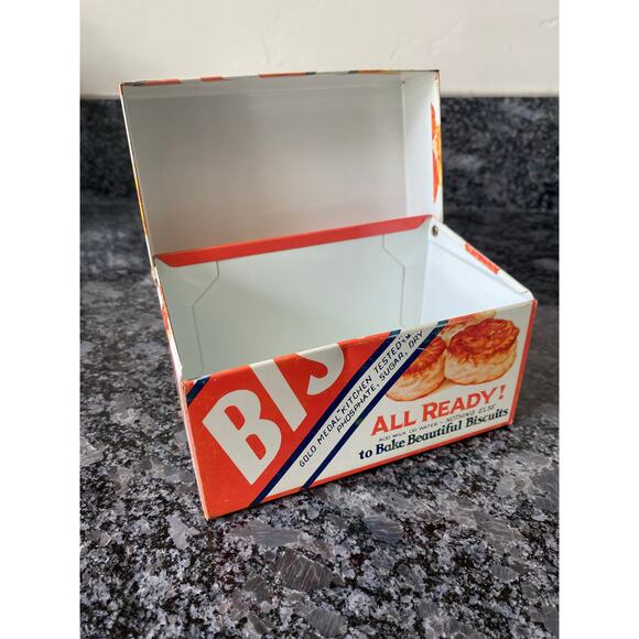 Vintage Bisquick Recipe Metal Tin Box Holder - Picture 9 of 11